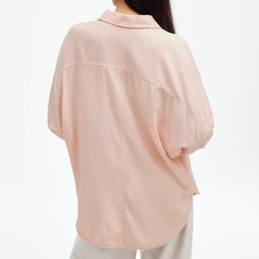 Madewell Heathered Flannel Shirt Button Down Long Dolman Sleeves XL Pink NWT - Picture 7 of 15